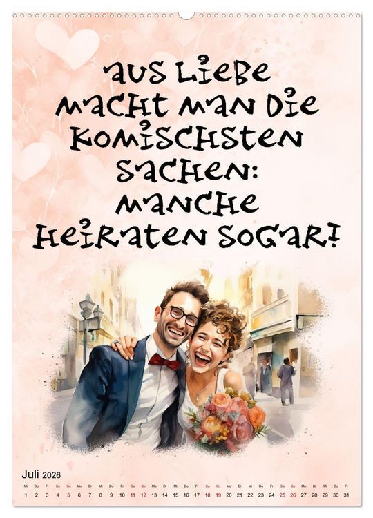 Produktbild: Hochzeitsspr&uuml;che (hochwertiger Premium Wandkalender 2026 DIN A2 hoch), Kunstdruck in Hochglanz