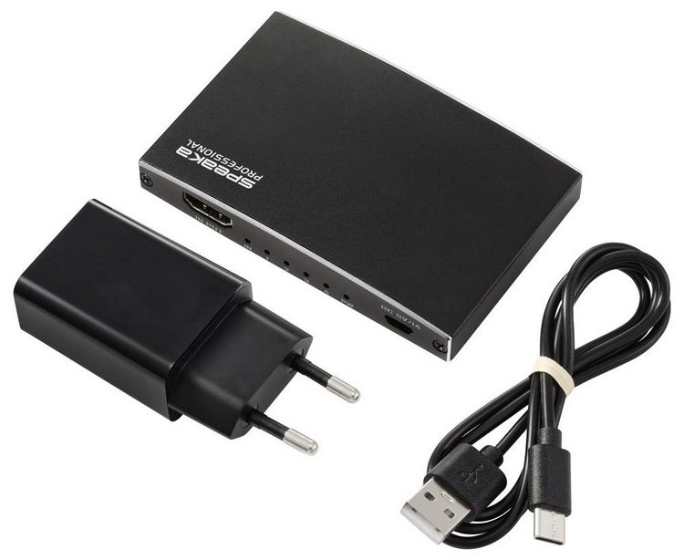 Produktbild: SpeaKa Professional SP-HDMIS-230 4 Port HDMI-Splitter Ultra HD-f&auml;hig 3840 x 2160 Pixel Schwarz