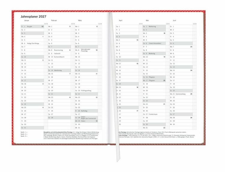 Produktbild: Terminer A5, Struktur rot 2027