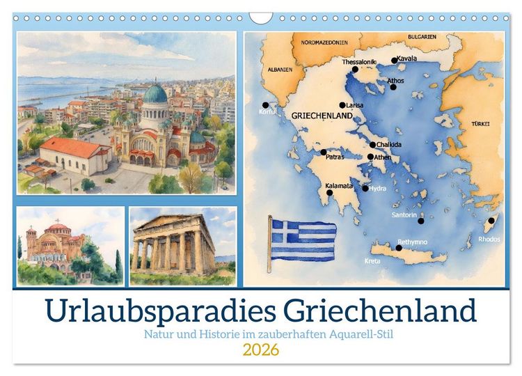 Produktbild: Urlaubsparadies Griechenland (Wandkalender 2026 DIN A3 quer), CALVENDO Monatskalender