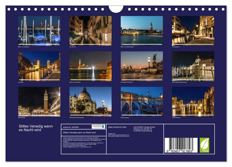 Produktbild: Stilles Venedig wenn es Nacht wird (Wandkalender 2026 DIN A4 quer), CALVENDO Monatskalender