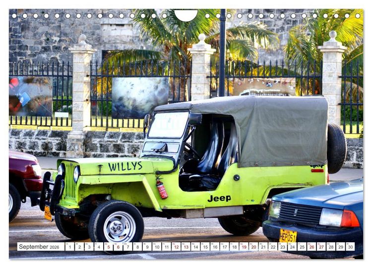 Produktbild: Willys Jeep - Eine amerikanische Legende auf Kuba (Wandkalender 2026 DIN A4 quer), CALVENDO Monatskalender