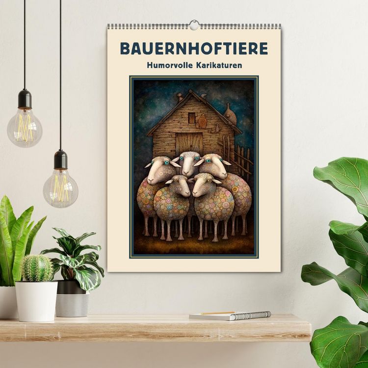Produktbild: Bauernhoftiere - Humorvolle Karikaturen (Wandkalender 2026 DIN A2 hoch), CALVENDO Monatskalender