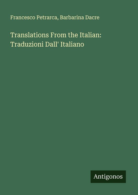 Produktbild: Translations From the Italian: Traduzioni Dall' Italiano