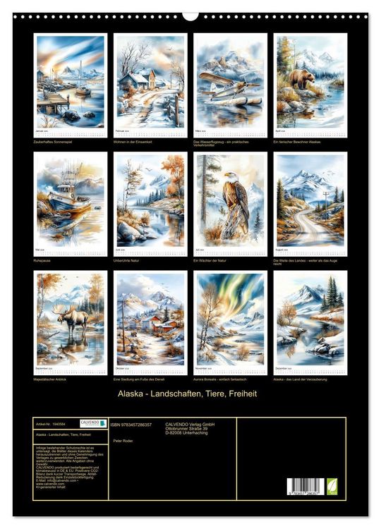 Produktbild: Alaska - Landschaften, Tiere, Freiheit (Wandkalender 2026 DIN A2 hoch), CALVENDO Monatskalender