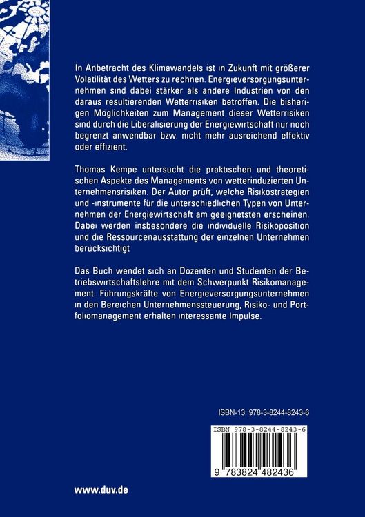 Produktbild: Management wetterinduzierter Risiken in der Energiewirtschaft
