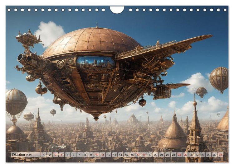 Produktbild: Steampunk - fantastische Flugger&auml;te (Wandkalender 2026 DIN A4 quer), CALVENDO Monatskalender