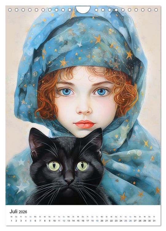 Produktbild: Katzenliebe Kunstbilder (Wandkalender 2026 DIN A4 hoch), CALVENDO Monatskalender