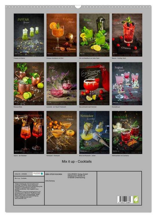 Produktbild: Mix it up - Cocktails (Wandkalender 2026 DIN A2 hoch), CALVENDO Monatskalender