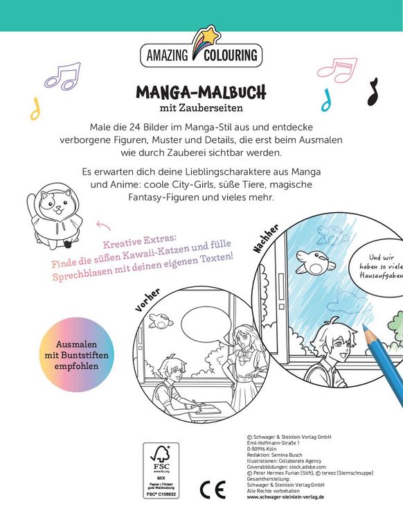 Produktbild: Manga-Malbuch mit Zauberseiten. Tolles Geschenk f&uuml;r Fans!