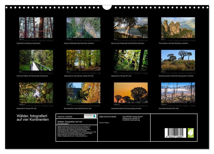 Produktbild: W&auml;lder, fotografiert auf vier Kontinenten (Wandkalender 2026 DIN A3 quer), CALVENDO Monatskalender