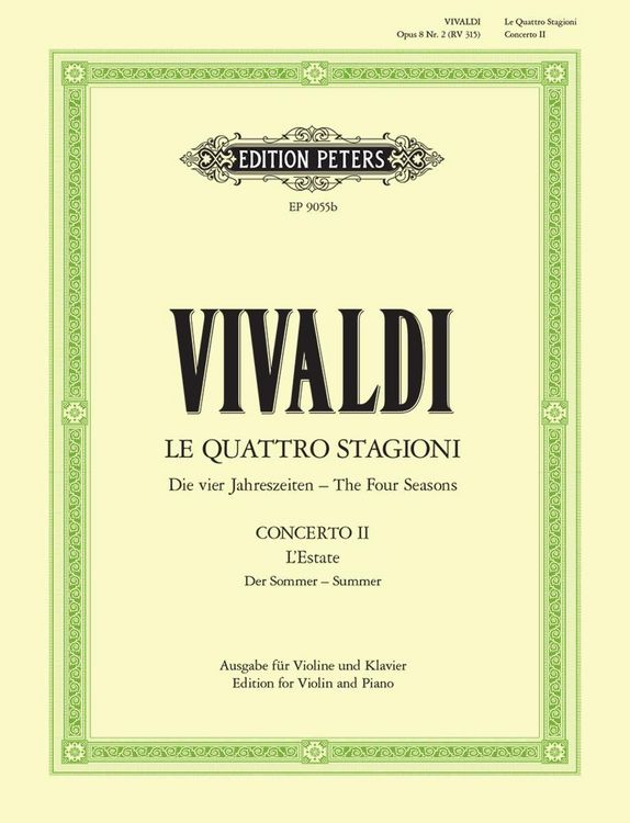 Produktbild: Die Jahreszeiten: Konzert f&uuml;r Violine, Streicher und Basso continuo g-Moll op. 8 Nr. 2 RV 315 "Der Sommer"