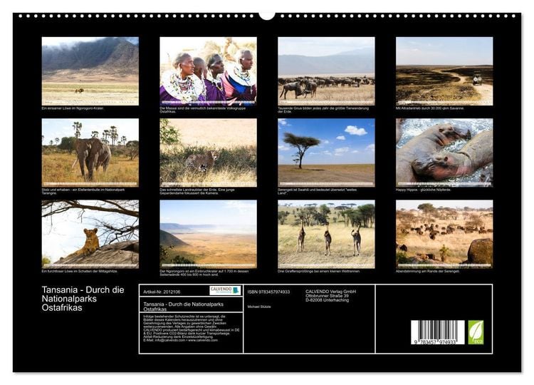 Produktbild: Tansania - Durch die Nationalparks Ostafrikas (hochwertiger Premium Wandkalender 2026 DIN A2 quer), Kunstdruck in Hochglanz