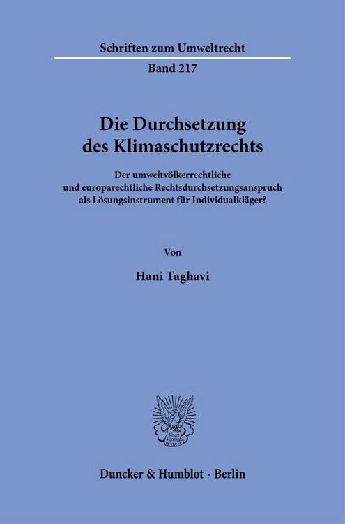 Produktbild: Die Durchsetzung des Klimaschutzrechts