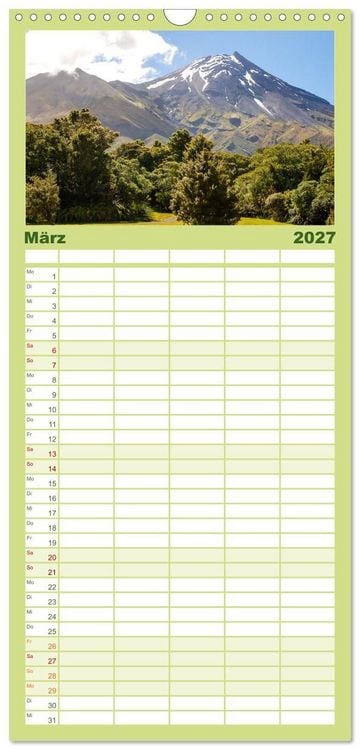 Produktbild: Familienplaner 2027 - Faszination Neuseeland mit 5 Spalten (Wandkalender, 21 x 45 cm) CALVENDO