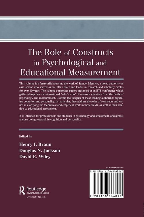 Produktbild: The Role of Constructs in Psychological and Educational Measurement