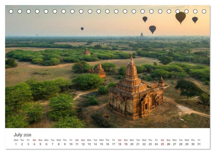 Produktbild: Bagan - Pagodas in the forest (Desk Calendar 2026 DIN A5 landscape), CALVENDO 12 Month DeskCalendar