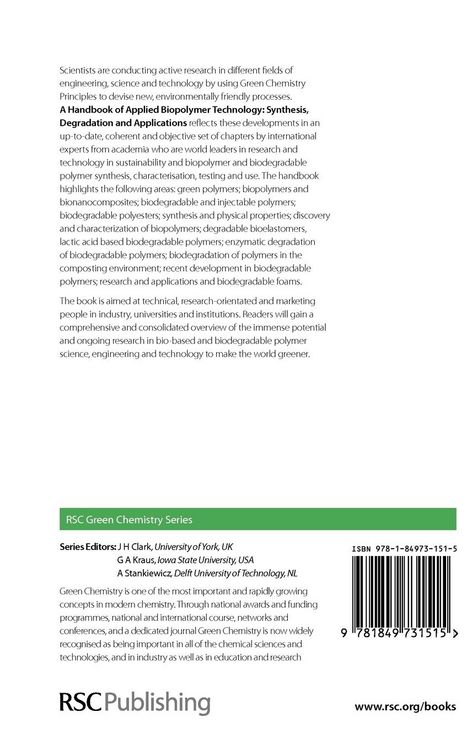 Produktbild: Handbook of Applied Biopolymer Technology