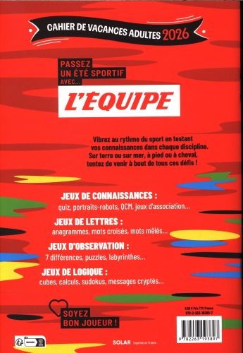Produktbild: Cahier de vacances L'Equipe 2026 : coupe du Monde