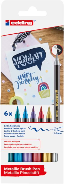 Produktbild: edding 1340 metallic Pinselstift 6er Set