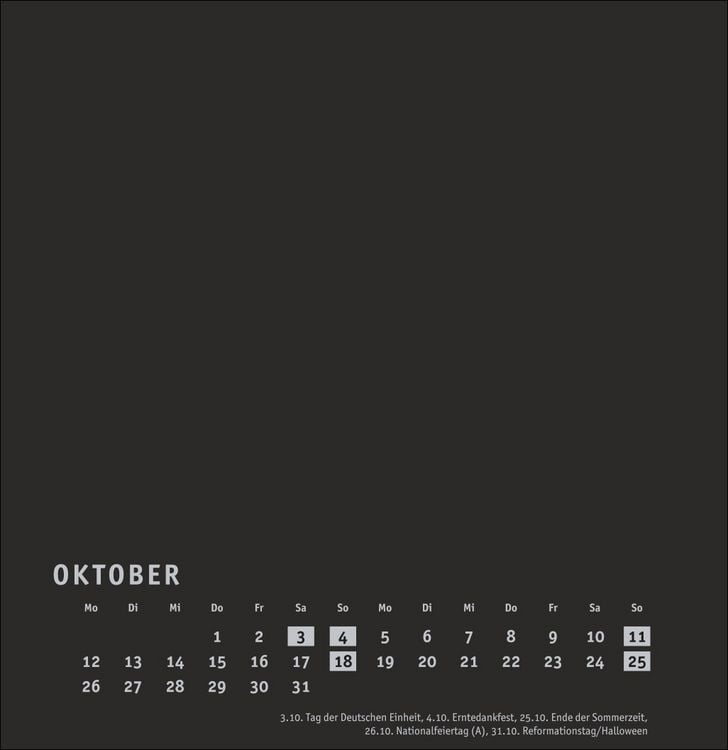 Produktbild: Premium-Bastelkalender schwarz groß 2026