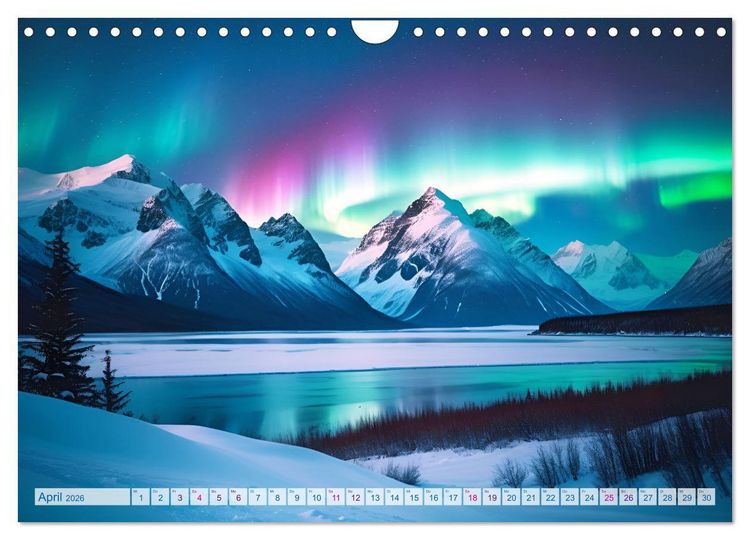 Produktbild: Traumhafte Polarlichter . Licht, Schnee und Eis hoch im Norden (Wandkalender 2026 DIN A4 quer), CALVENDO Monatskalender