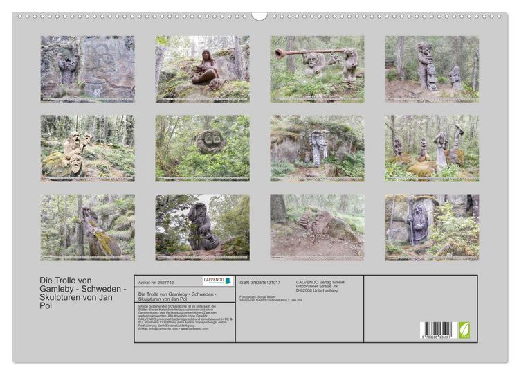 Produktbild: Die Trolle von Gamleby - Schweden - Skulpturen von Jan Pol (Wandkalender 2026 DIN A2 quer), CALVENDO Monatskalender