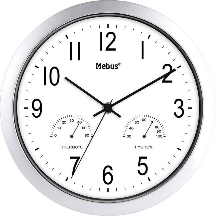 Produktbild: Mebus 06992 Quarz Wanduhr 25.5cm Silber
