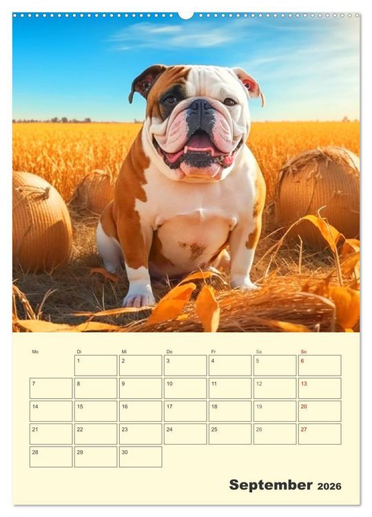 Produktbild: English Bulldogs. Fr&ouml;hliche Dickk&ouml;pfe mit Charakter (Wandkalender 2026 DIN A2 hoch), CALVENDO Monatskalender