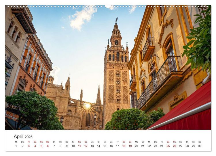 Produktbild: Sevilla - Atemberaubende Architektur (hochwertiger Premium Wandkalender 2026 DIN A2 quer), Kunstdruck in Hochglanz