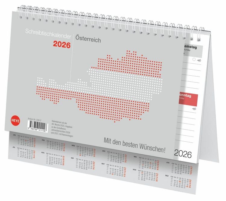 Produktbild: Schreibtischkalender Österreich klein 2026