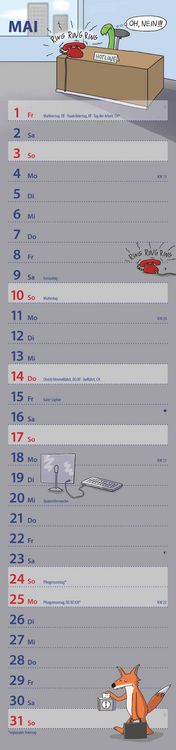 Produktbild: Notizkalender Humor 2026 - Streifenplaner 15x64 cm - Wandkalender - Küchenkalender - mit lustigen Cartoons und Sprüchen - Langplaner