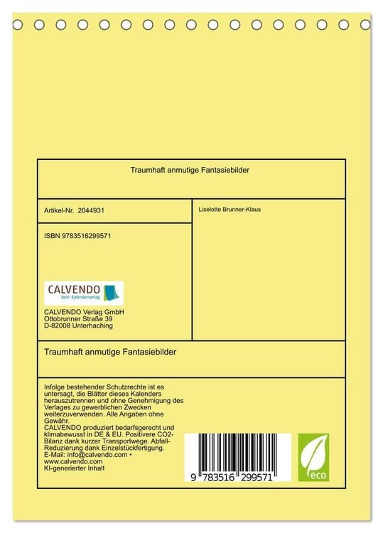 Produktbild: Traumhaft anmutige Fantasiebilder (Tischkalender 2026 DIN A5 hoch), CALVENDO Monatskalender