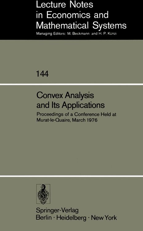 Produktbild: Convex Analysis and Its Applications