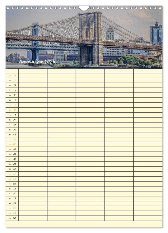 Produktbild: New York Familienplaner (Wandkalender 2026 DIN A3 hoch), CALVENDO Monatskalender