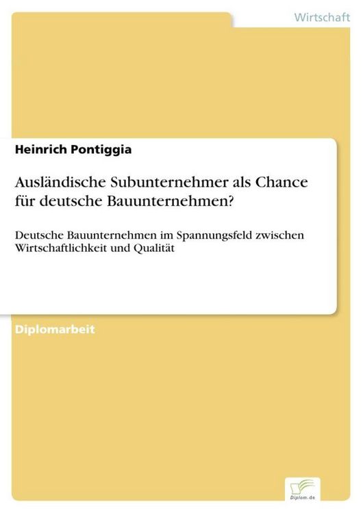 Produktbild: Ausl&auml;ndische Subunternehmer als Chance f&uuml;r deutsche Bauunternehmen?