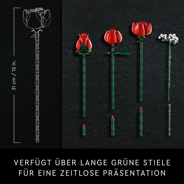 Produktbild: LEGO Botanicals 10328 Rosenstrau&szlig;, Kunstblumen Set mit k&uuml;nstlichen Rosen