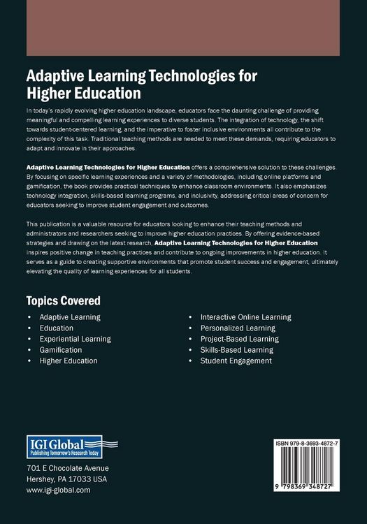 Produktbild: Adaptive Learning Technologies for Higher Education