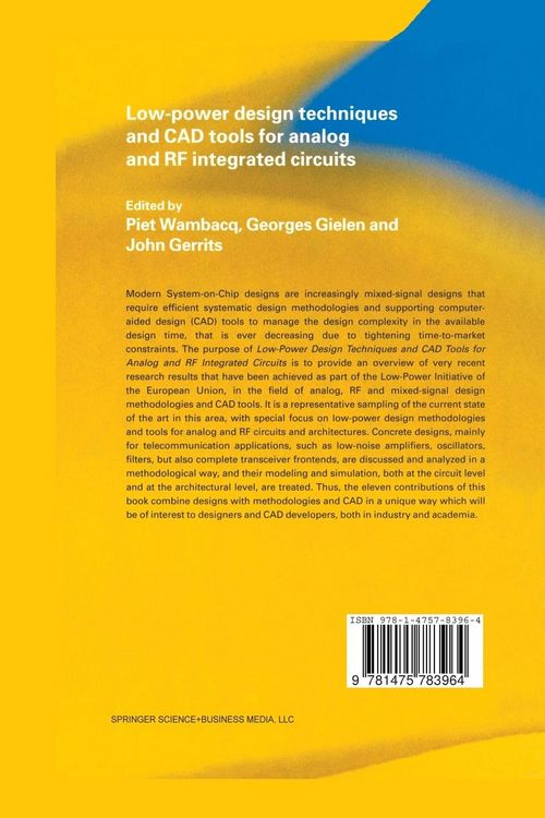 Produktbild: Low-Power Design Techniques and CAD Tools for Analog and RF Integrated Circuits