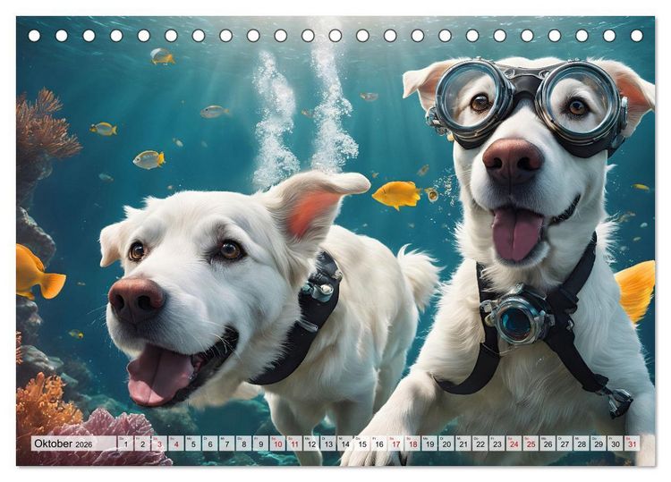 Produktbild: Hunde abgetaucht (Tischkalender 2026 DIN A5 quer), CALVENDO Monatskalender