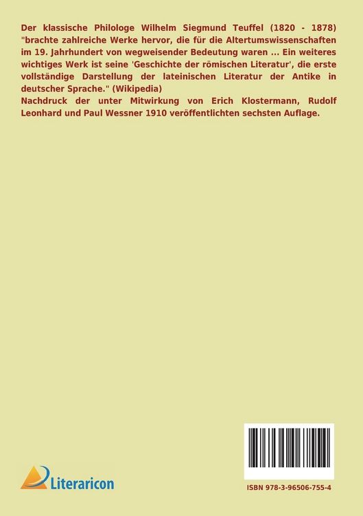 Produktbild: Geschichte der r&ouml;mischen Literatur