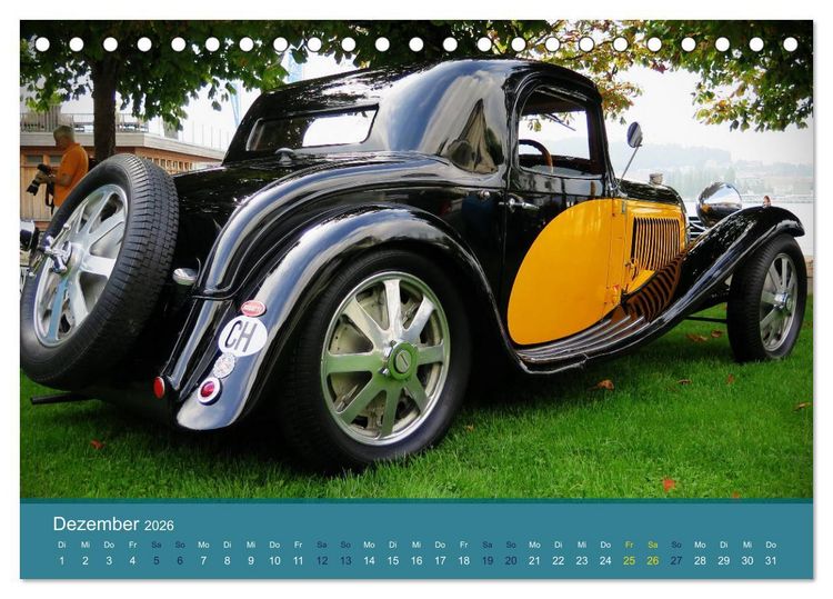 Produktbild: Bugatti - fahrende Kunstwerke (Tischkalender 2026 DIN A5 quer), CALVENDO Monatskalender