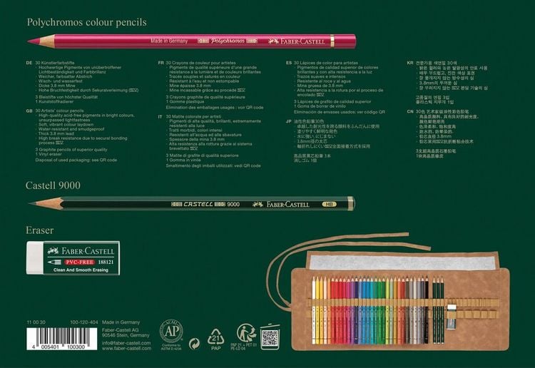 Produktbild: Faber-Castell K&uuml;nstlerfarbstifte Polychromos, 30er Stifterolle