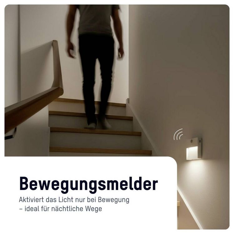 Produktbild: Ansmann Sensor-Nachtlicht NL5R wiederaufladbar 1600-0481 Nachtlicht mit Bewegungsmelder Rund LED Warmwei&szlig; Wei&szlig;