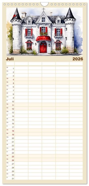 Produktbild: Familienplaner 2026 - M&auml;rchenschl&ouml;sser und Burgen mit 5 Spalten (Wandkalender, 21 x 45 cm) CALVENDO