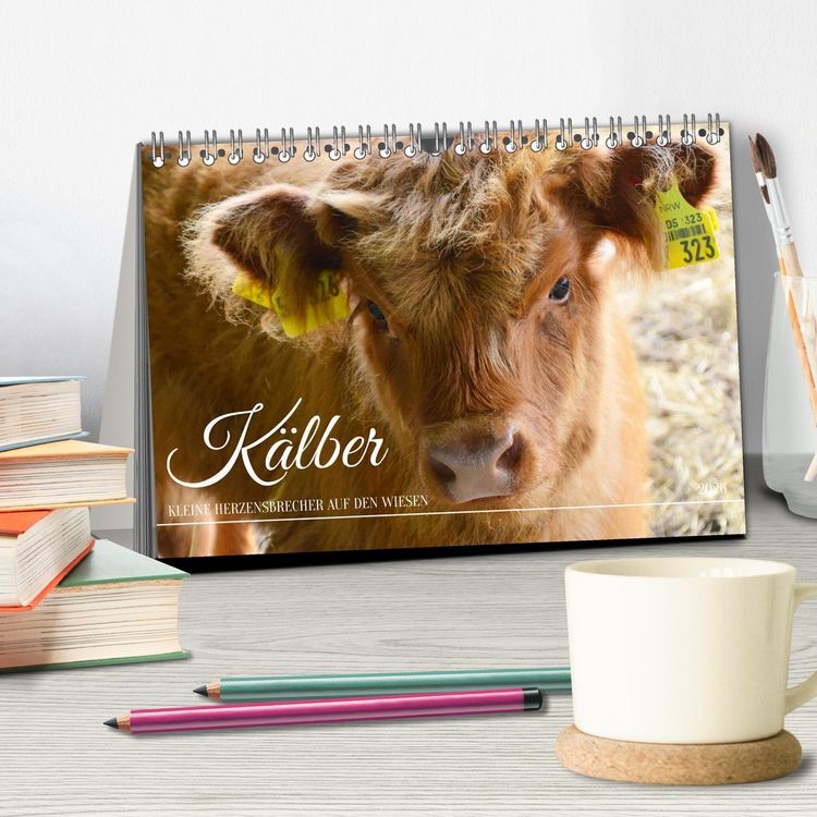 Produktbild: K&auml;lber - Kleine Herzensbrecher auf den Wiesen (Tischkalender 2026 DIN A5 quer), CALVENDO Monatskalender