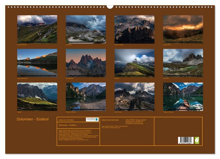 Produktbild: Dolomiten - S&uuml;dtirol (Wandkalender 2026 DIN A2 quer), CALVENDO Monatskalender