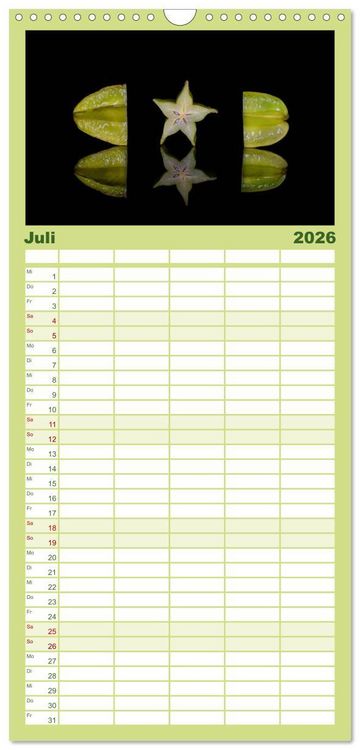 Produktbild: Familienplaner 2026 - Fr&uuml;chte dreigeteilt mit 5 Spalten (Wandkalender, 21 x 45 cm) CALVENDO
