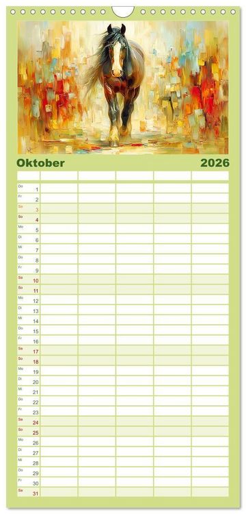 Produktbild: Familienplaner 2026 - Im Glanz der Pferde. Edle Sch&ouml;nheiten in moderner &Ouml;loptik mit 5 Spalten (Wandkalender, 21 x 45 cm) CALVENDO