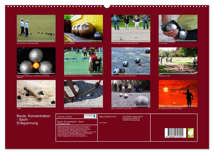 Produktbild: Boule. Konzentration - Sport - Entspannung (hochwertiger Premium Wandkalender 2027 DIN A2 quer), Kunstdruck in Hochglanz